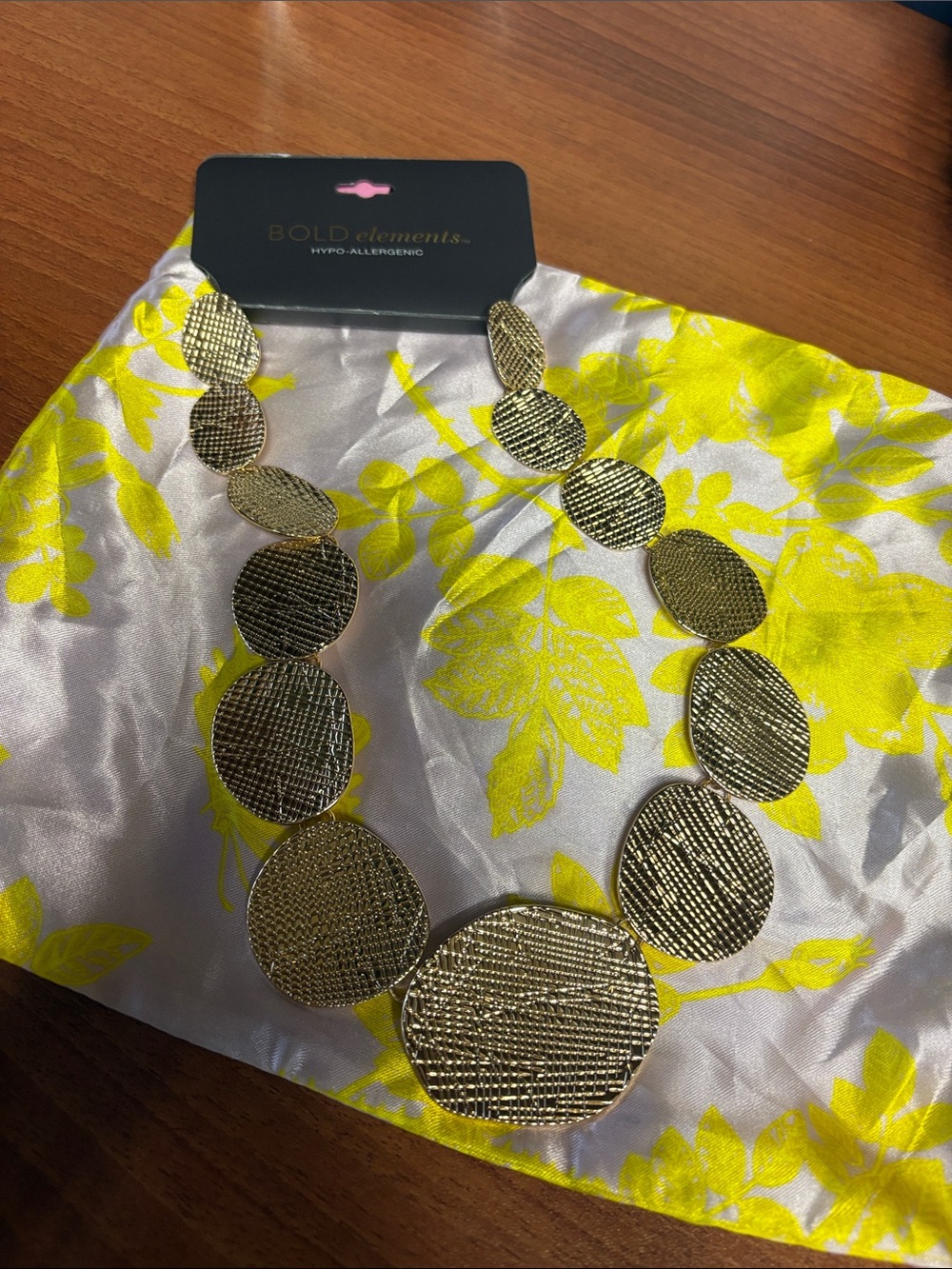 Bold Elements Gold Textured Circle Statement Necklace